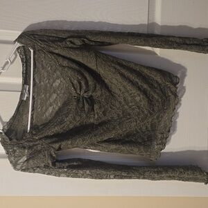 Olive Lace Long Sleeve Blouse